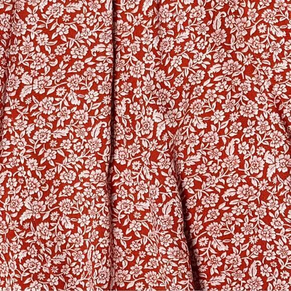 American Eagle Ditsy Floral Lined Rust Red Skater Mini Skirt Size Small - Picture 5 of 8